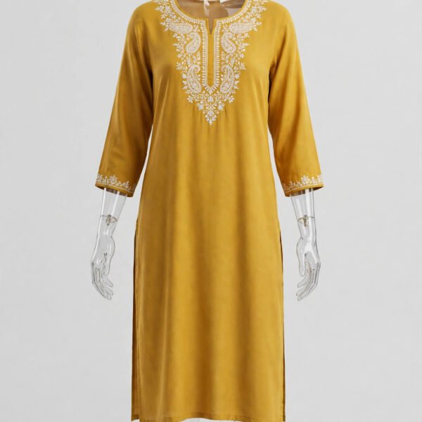 Mustard Rayon Straight Kurti