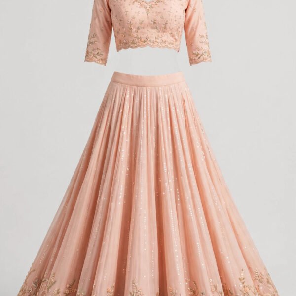 Pastel Peach Party Wear Lehenga