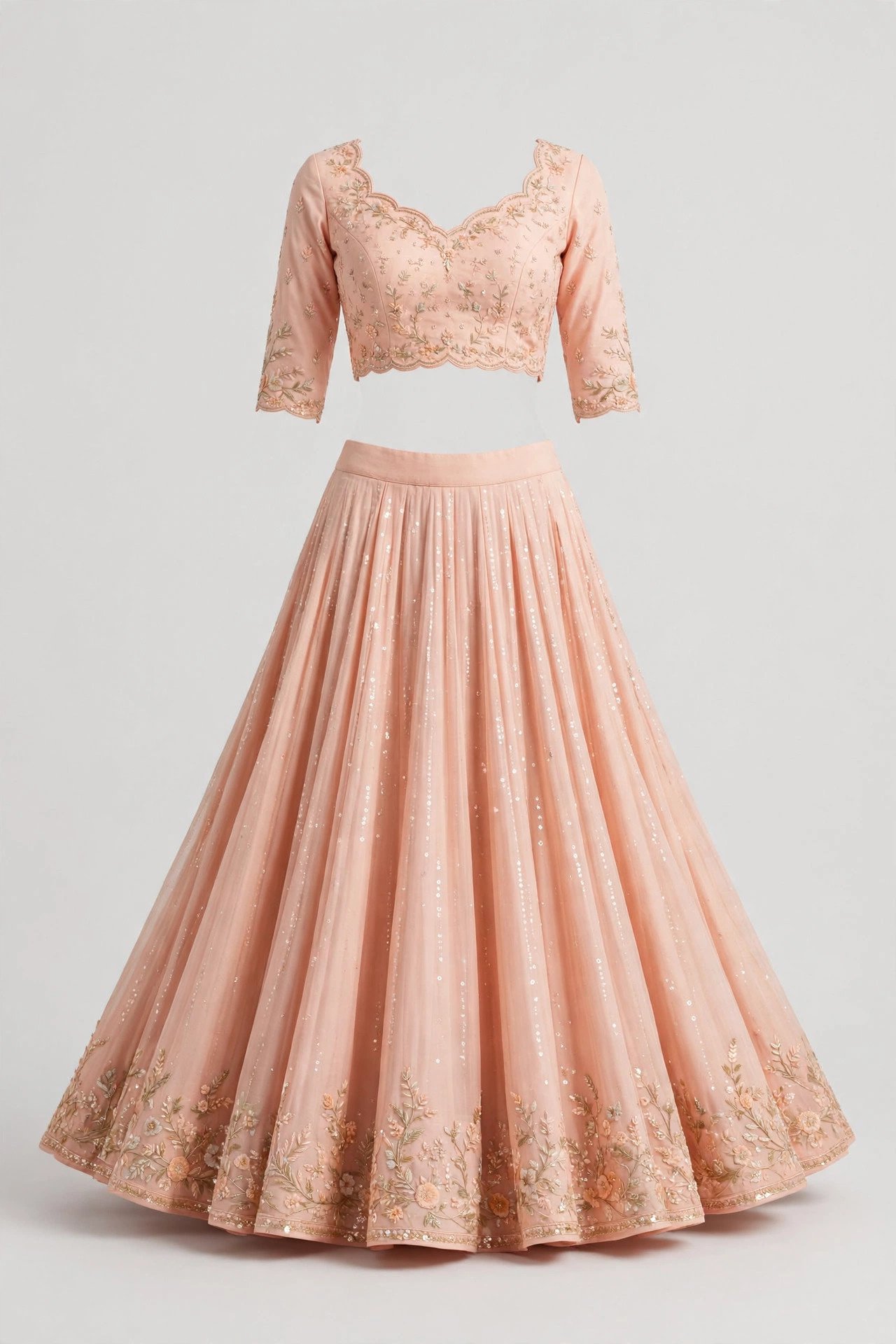 Pastel Peach Party Wear Lehenga