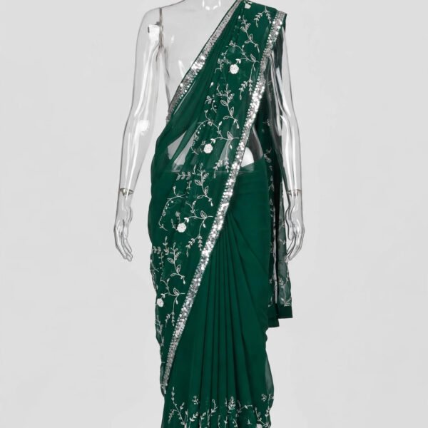 Emerald Georgette Embroidered Saree