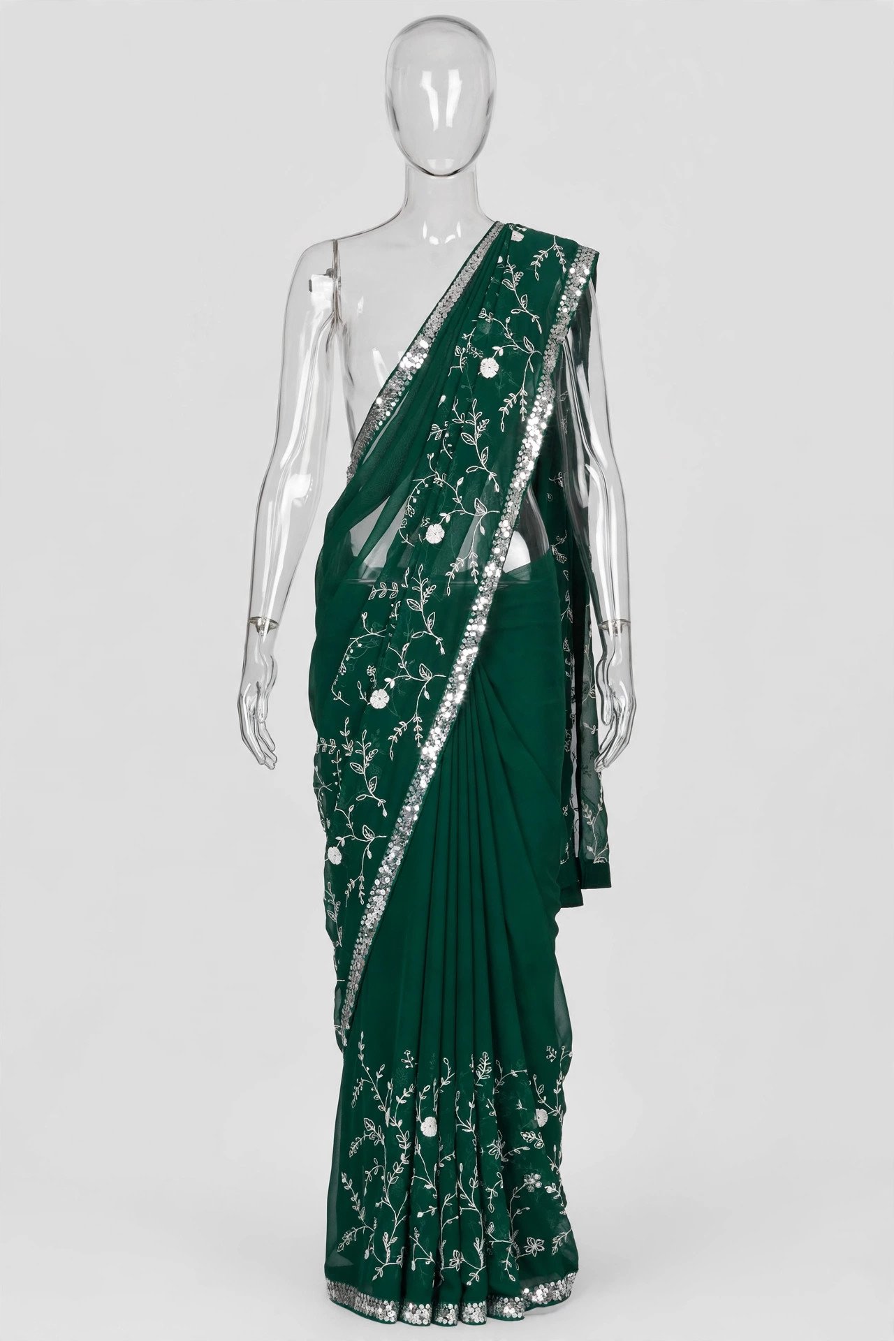 Emerald Georgette Embroidered Saree