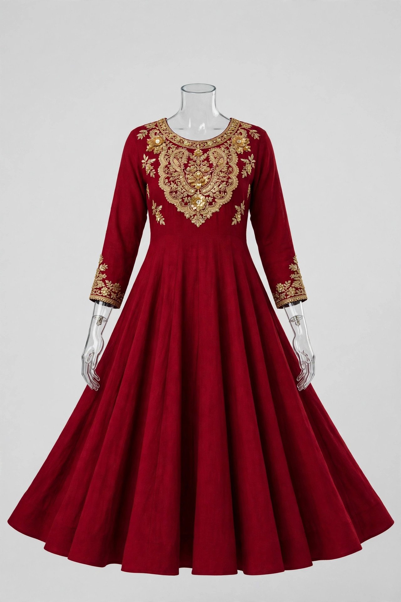 Wine Anarkali Suit with Gota Patti